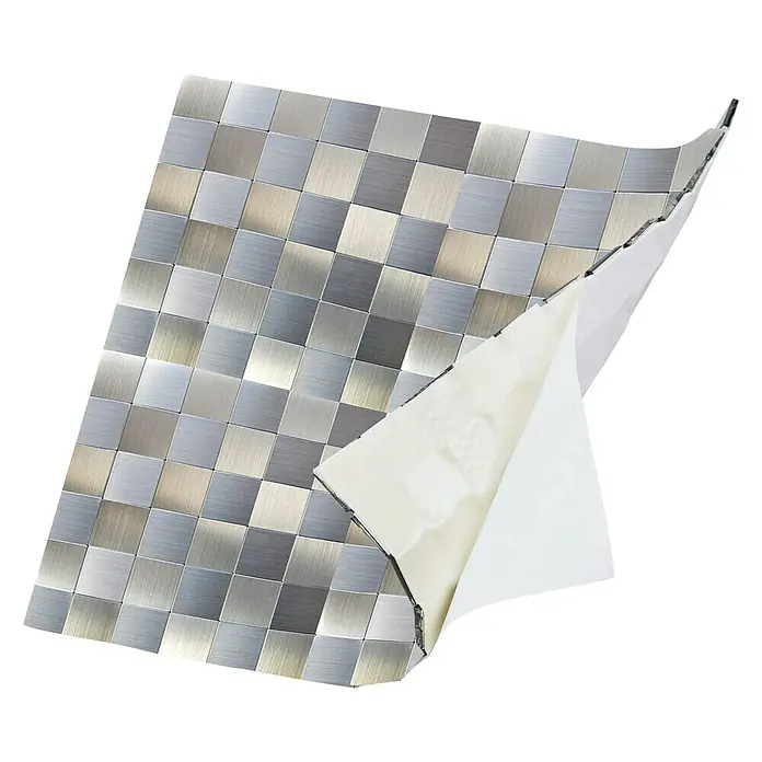 Samoljepljiva mozaik pločica SAM 4MM99 - 30,5 x 30,5 cm, Metal, Srebrne boje
