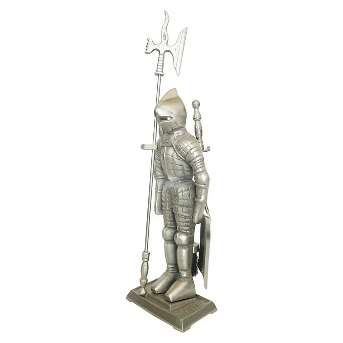 Kaminbesteck Knight - 4 -tlg., Silber, Höhe: 74 cm - Vorderansicht