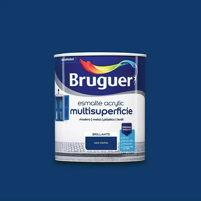 Bruguer Esmalte de color Acrylic multisuperficie - Azul marino, 750 ml, Brillante