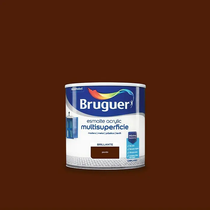 Bruguer Esmalte de color Acrylic multisuperficie - Pardo, 250 ml, Brillante