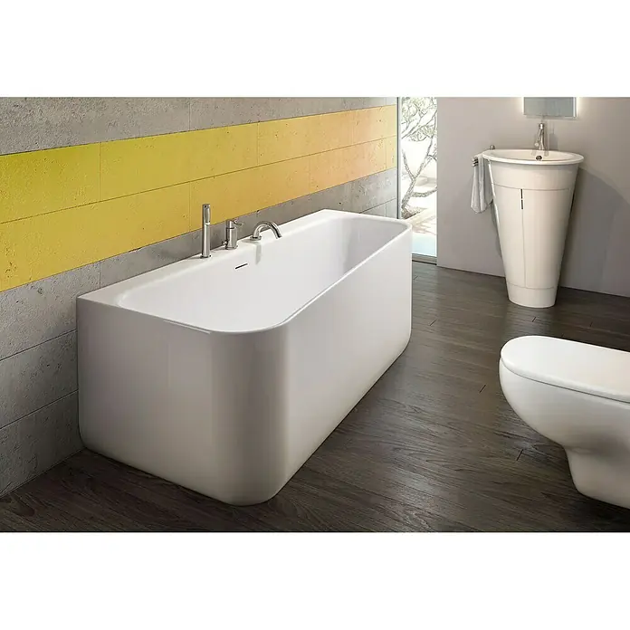 Ottofond Badewanne Derby - 155 x 75 cm, Rechtsseitig, Mit Ab- & Überlaufgarnitur & Wannenrandarmatur, Sanitäracryl, Weiß - Stimmungsaufnahme