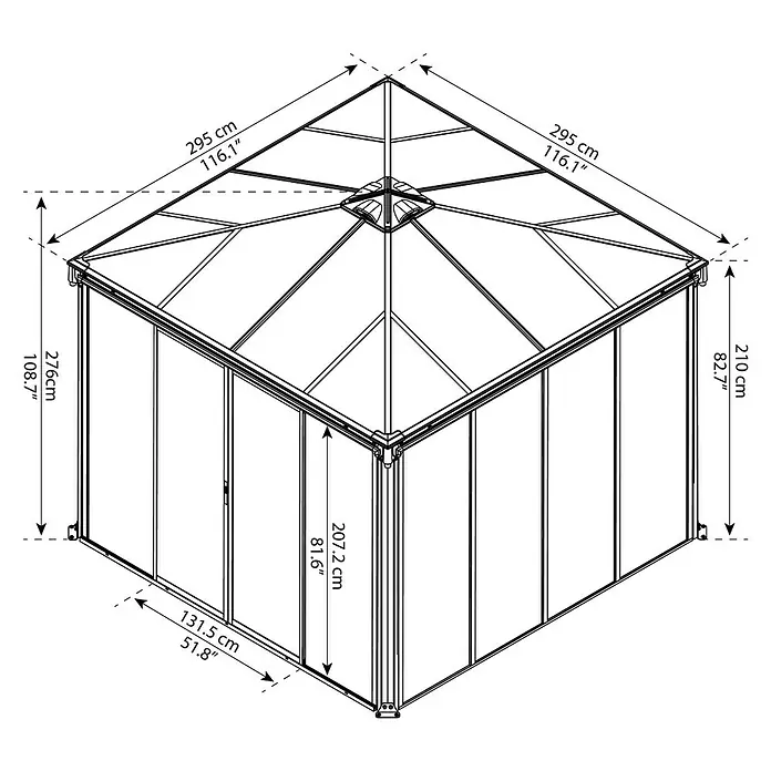 Palram – Canopia Gartenpavillon Ledro 3000 - L x B: 295 x 295 cm, Anthrazit, Bronze