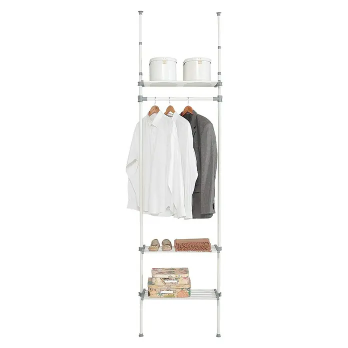 Juego de barras para ropa con 3 baldas - Apto para: Armarios para ropa, Largo: 25 cm, Blanco