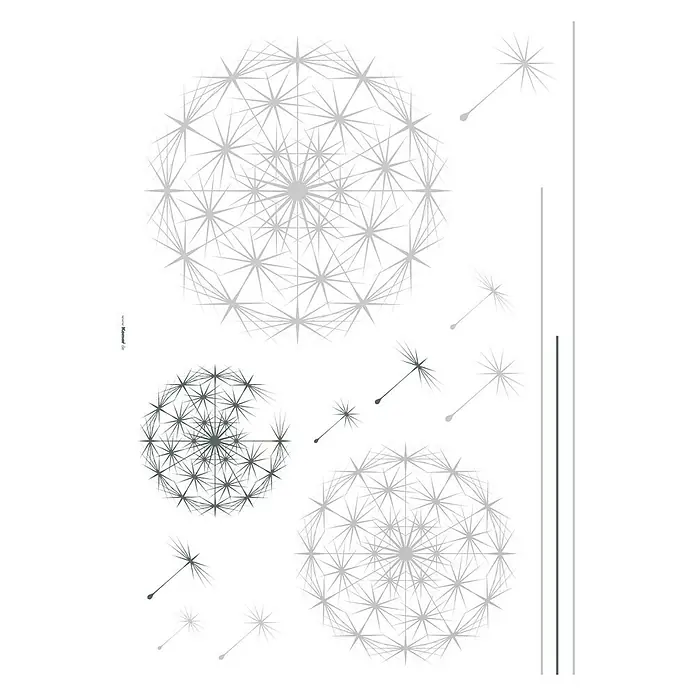 Komar Ukrasna naljepnica - Dandelion, antracit-srebrna, 100 x 70 cm - Pogled s gornje strane