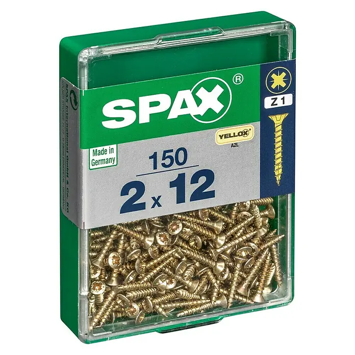 Spax Univerzalni vijak - 2 x 12 mm, Puni navoj, 150 kom - Pogled s lijeve strane