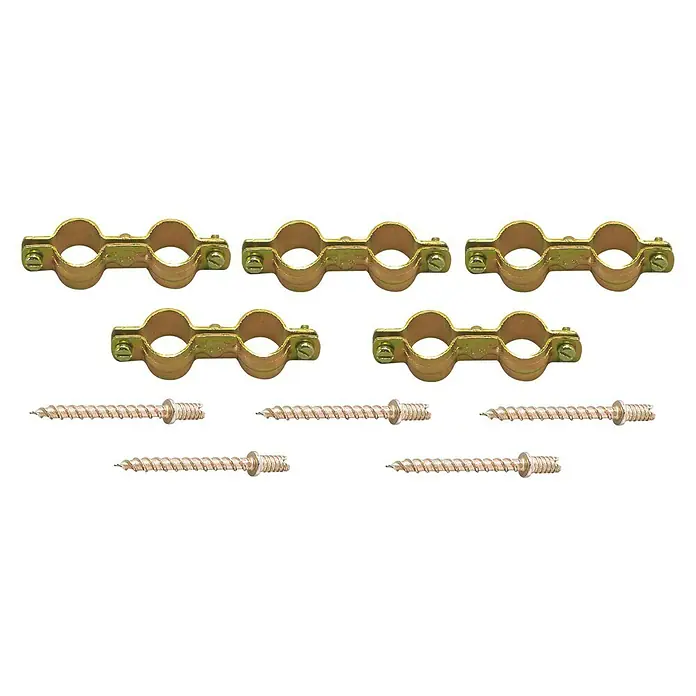 Abrazadera doble Pack - Diámetro: 22 mm, Acero, 5 uds.