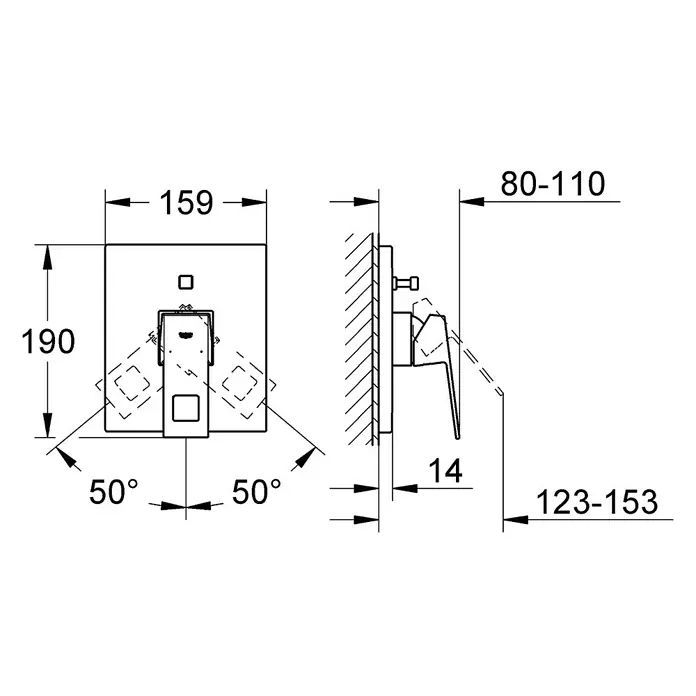 Grohe Eurocube UP-Badewannenarmatur - Chrom, Glänzend