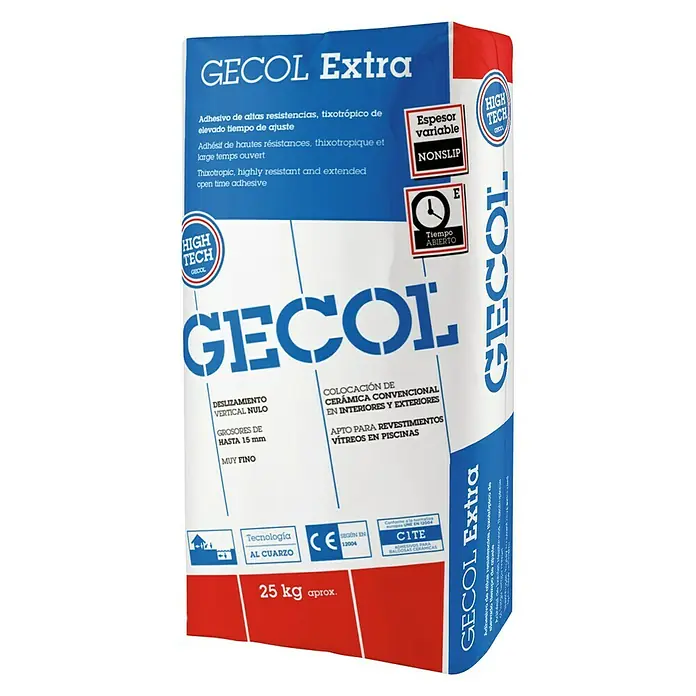 Gecol Cemento cola Extra blanco - 25 kg, Apto para: Cerámica