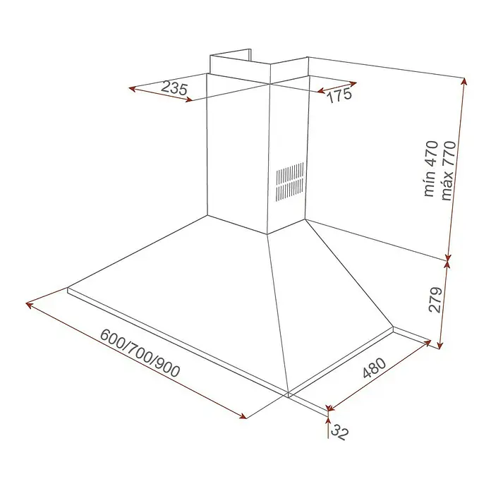 Teka Campana de pared DBB 60 - Ancho: 60 cm, Potencia de aire máx.: 380 m³/h, Negro
