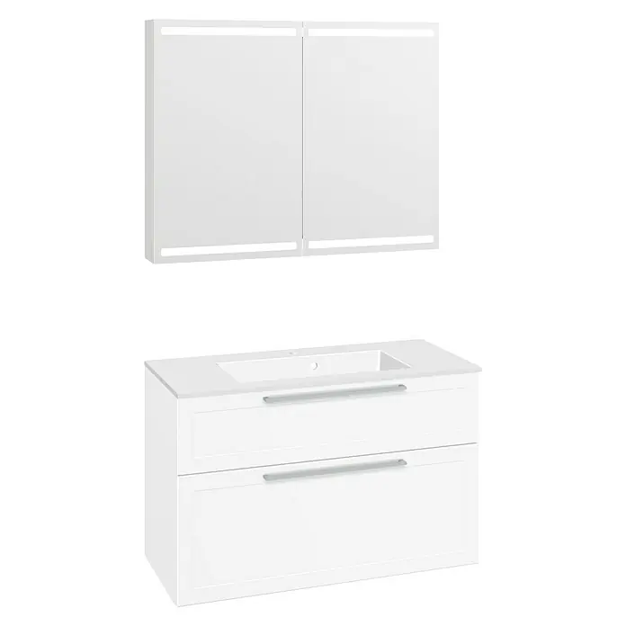 Scanbad Delta Badmöbel-Set Micca - 100 cm, 3 -tlg., Weiß, Strukturiert