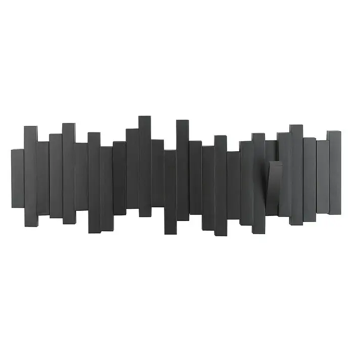 Umbra Garderobenleiste Sticks - L x B x H: 46 x 3 x 18 cm, Anzahl Haken: 5 Stk., Schwarz - Vorderansicht