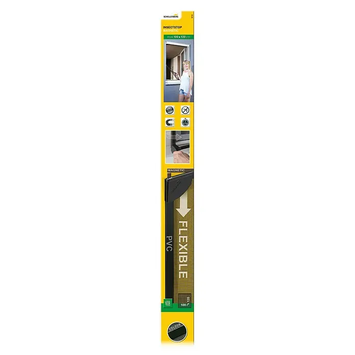 Schellenberg Insect Stop Mosquitera para ventana Magnetic - An x Al: 100 x 1,3 cm, Color tejido: Antracita, Fijación mediante imán, Ventana - Vista frontal