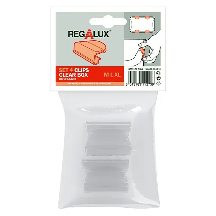 Regalux Clips - Passend für: Regalux Clear Boxen M - L - XL, 4 Stk. - Vorderansicht