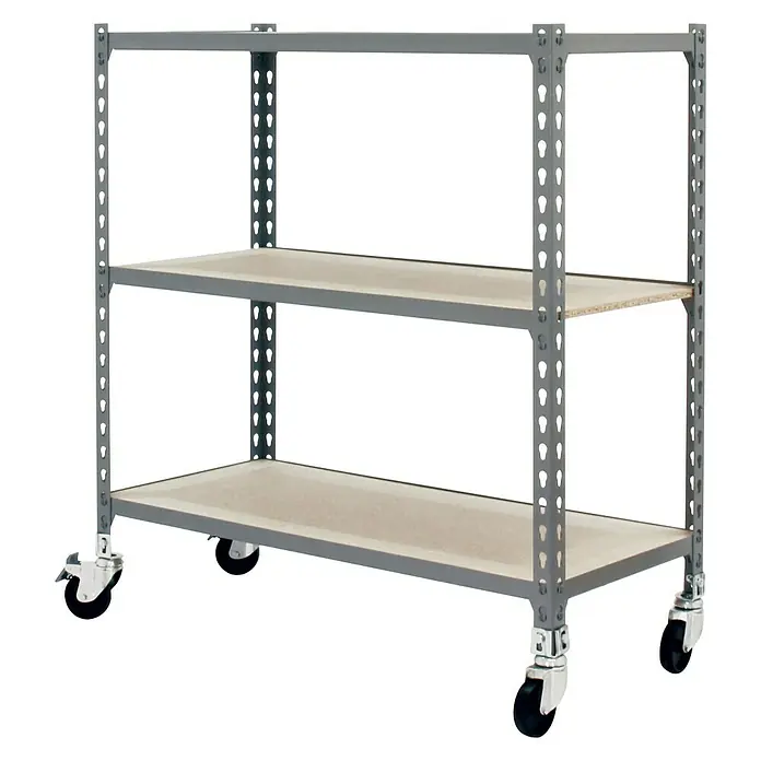 Simonrack Maderclick Estantería metálica Mobile Mini - L x An x Al: 40 x 80 x 90 cm, Capacidad de carga: 150 kg/balda, Número de baldas: 3 ud., Gris