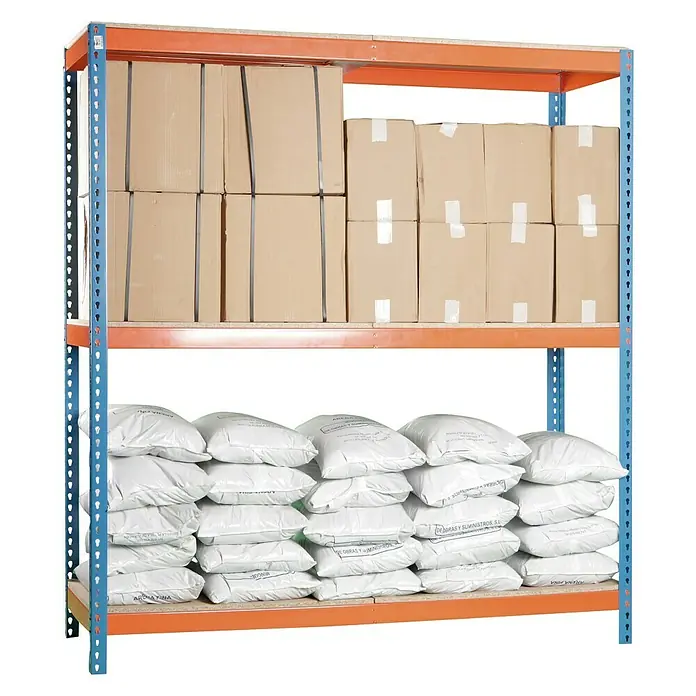 Simonrack Simonforte Estructura de estantería - L x An x Al: 60 x 180 x 200 cm, Capacidad de carga: 600 kg/balda, Número de baldas: 3 ud., Azul/Naranja