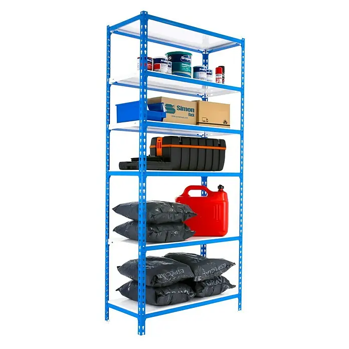Simonrack Simonclick Estantería metálica Superplus - L x An x Al: 50 x 110 x 250 cm, Capacidad de carga: 180 kg/balda, Número de baldas: 6 ud., Azul