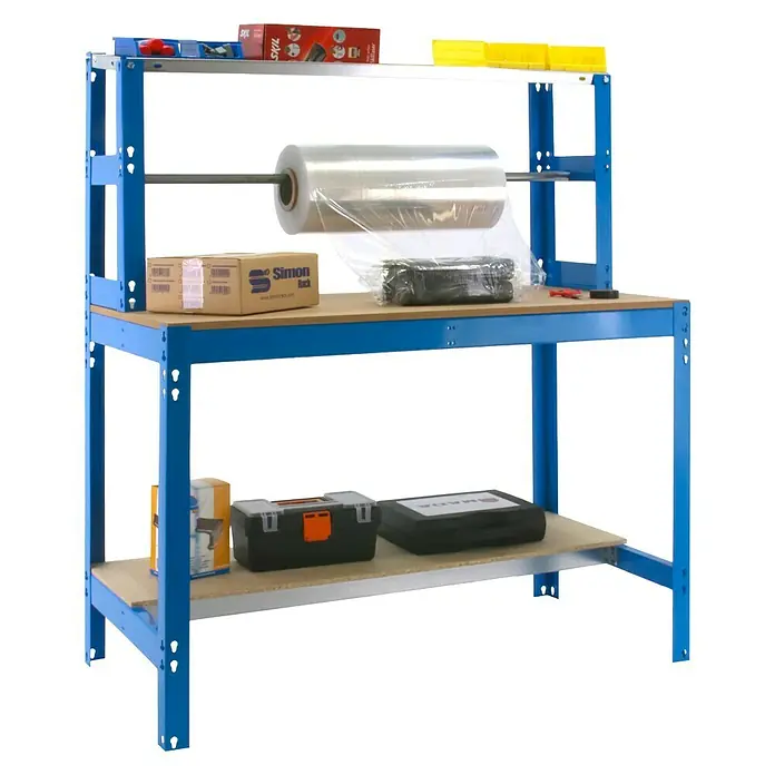 Simonrack Simonwork Banco de trabajo BT4 - L x An x Al: 76 x 121 x 144,5 cm, Capacidad de carga: 600 kg, Azul