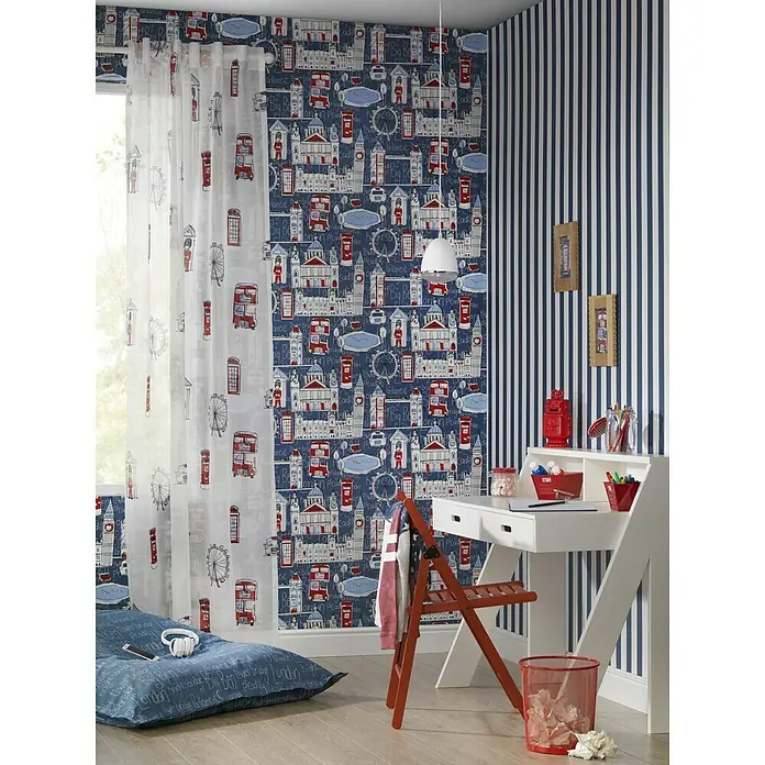 Rasch Bambino Papiertapete - Blau, Streifen, 10,05 x 0,53 m - Stimmungsaufnahme