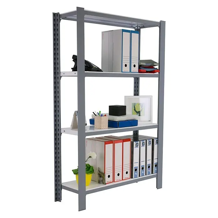 Simonrack Simonoffice Estantería para archivadores Offliclick Metal Inicial - L x An x Al: 30 x 90 x 150 cm, Capacidad de carga: 200 kg/balda, Número de baldas: 4 ud., Gris/Blanco
