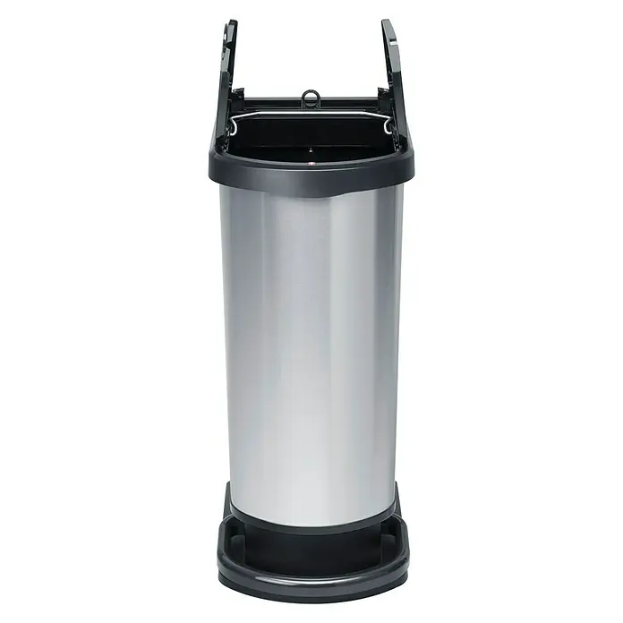 Rotho Kanta za otpad s nožnim mehanizmom Duo Paso - 2 x 25 l, Metalik srebrne boje, Crne boje, Ovalno, Polipropilen - Proizvod u upotrebi