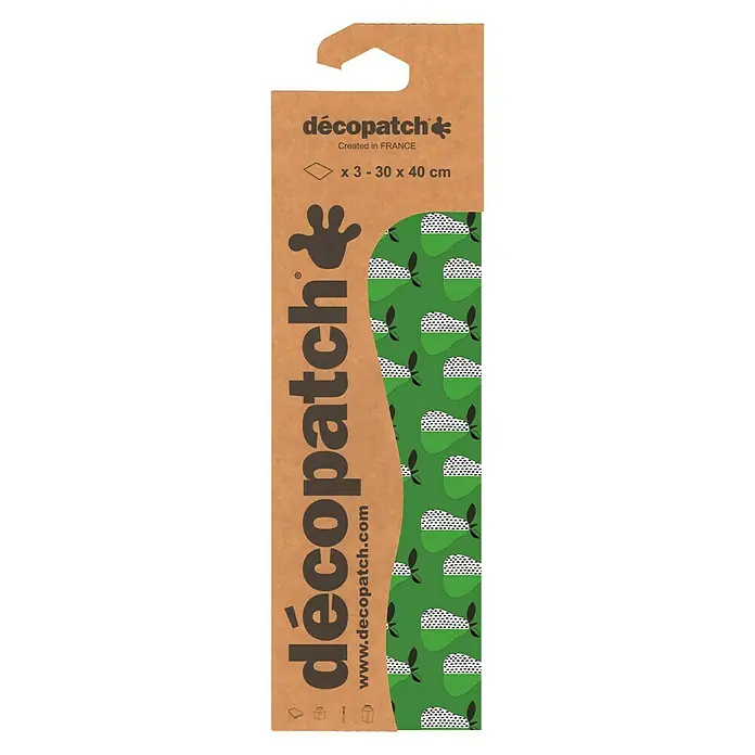 Décopatch Papel decorativo Peras - Verde, 3 ud., 40 x 30 cm