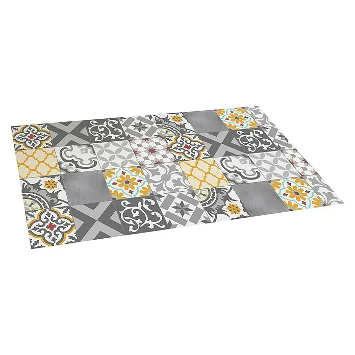 Alfombra de vinilo Croma Patch - Gris, Amarillo, 150 x 80 cm