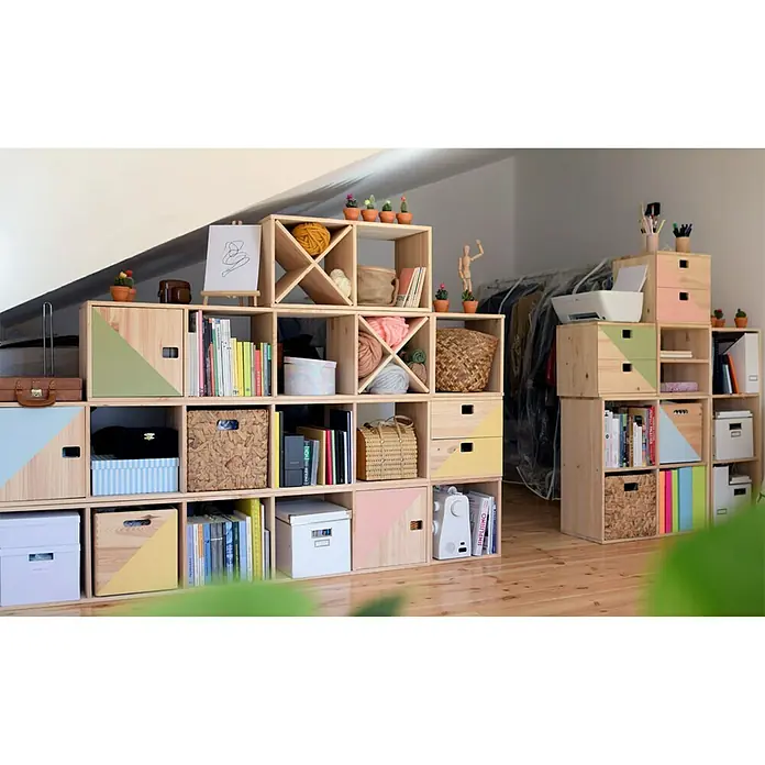 Astigarraga Dinamic Schubladenturm - 33 x 36,2 x 36,2 cm, Anzahl Schubladen: 3 Stk., Kiefernholz, Natur