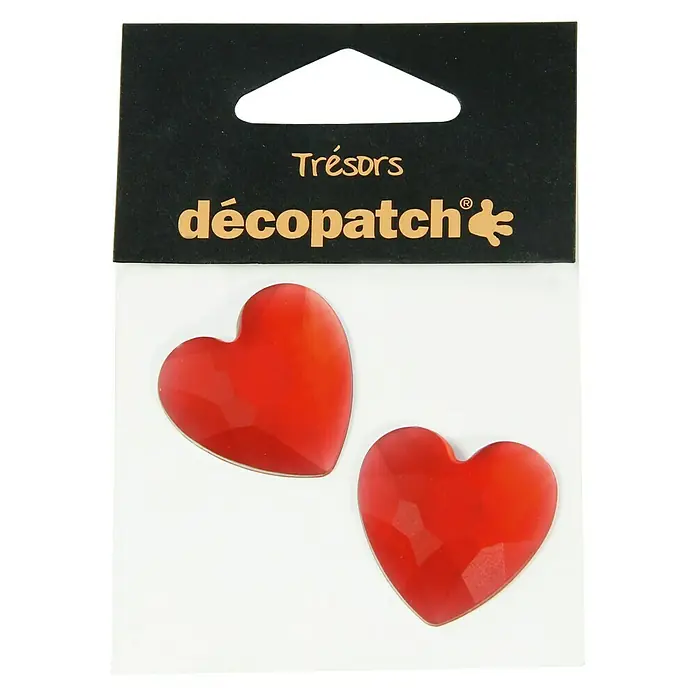 Décopatch Pieza decorativa Trésors Coeurs rojo - 2 ud., 3 x 2 cm