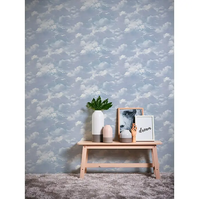 AS Creation Dekora Natur 4 Strukturtapete - Blau, Motiv, Reliefstruktur, 10,05 x 0,53 m - Stimmungsaufnahme