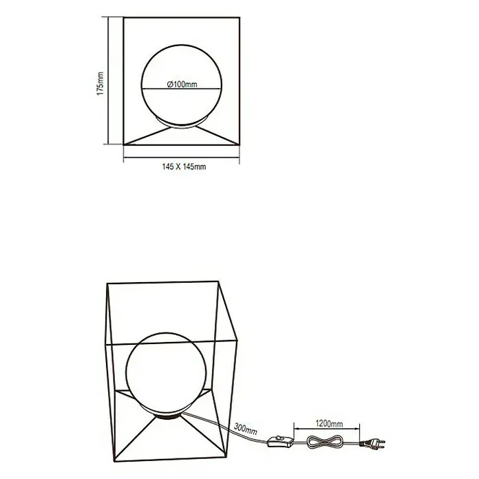Trio Lighting Lámpara de sobremesa Gabbia - 28 W, L x An x Al: 14,5 x 14,5 x 17,5 cm, Negro, G9