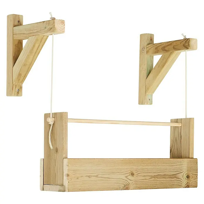 Maceta de pared Vertical Woody - Largo: 69 cm, Natural, 1 Bandeja