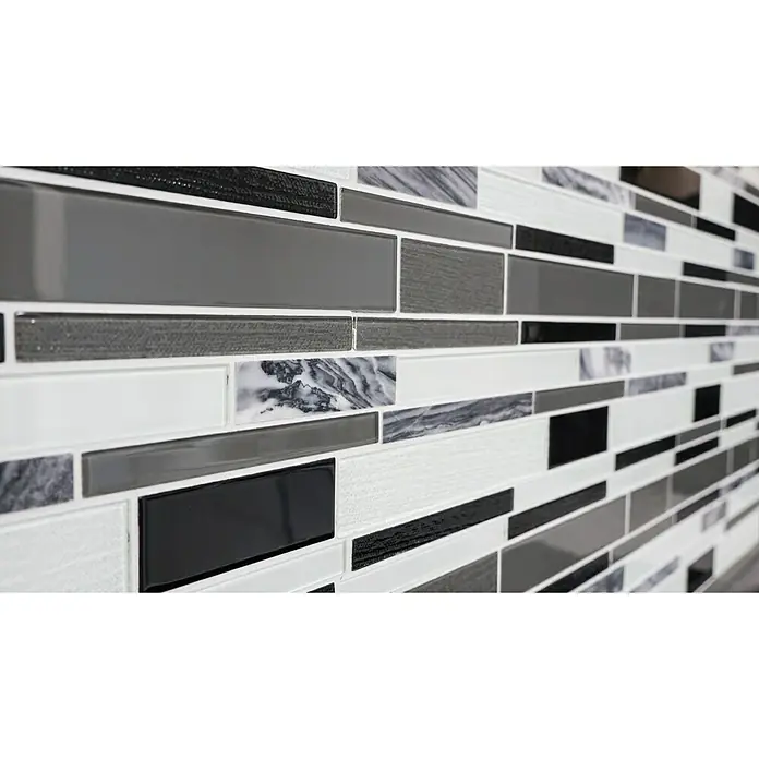 Mozaïektegel verband glas Mix CM GV34 - 28,6 x 30 cm, Grijs/Zwart, Glanzend - Close-up