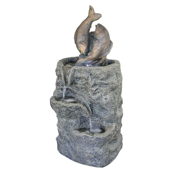 Silex Kunststeinbrunnen Fische - 34,5 x 28,5 x 77 cm - Vorderansicht