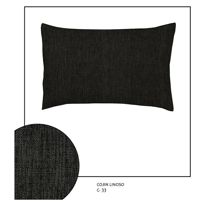 Cojín Linoso - Negro, 50 x 30 cm, 100% poliéster