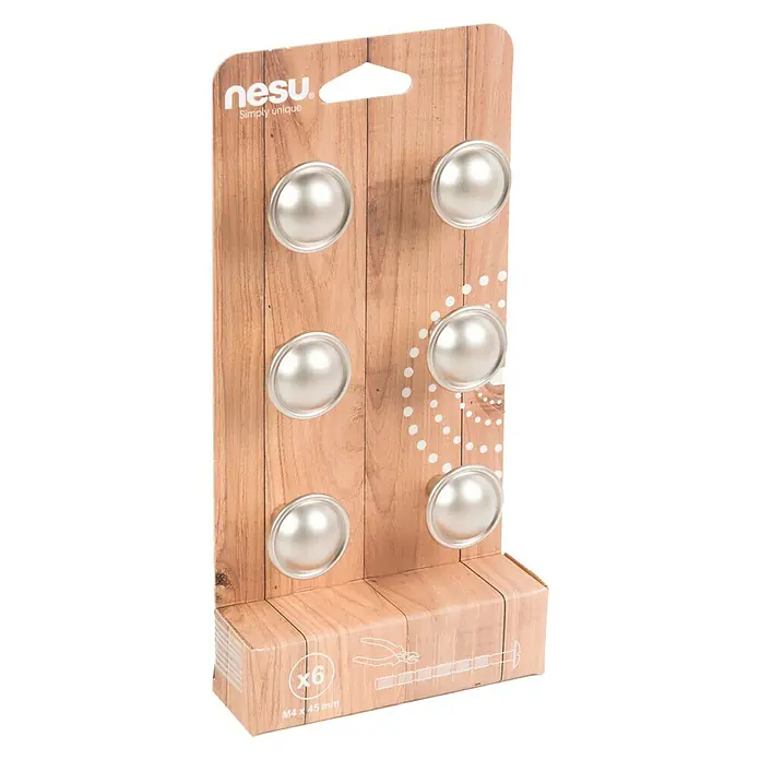 Nesu Set de pomos para muebles 13302 6 uds. - 6 pzs., Ø x Al: 29 x 23 mm, Acero, Niquelado
