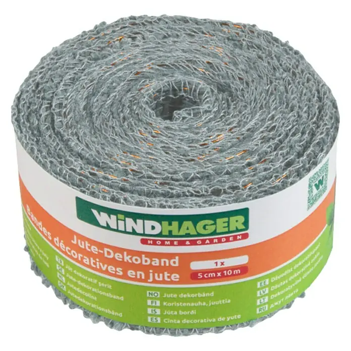 Windhager Jutegewebeband - Grau, L x B: 10 m x 5 cm