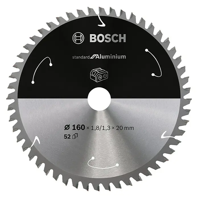 Bosch Cirkelzaagblad - Diameter: 160 mm, Boorgat: 20 mm, Aantal tanden: 52 tanden - Vooraanzicht