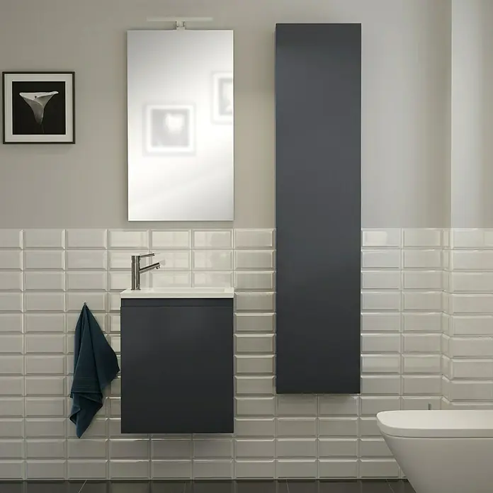Camargue Espacio Kupaonski ormarić za nasadni umivaonik - 40 x 22 x 60 cm, 1 vrata, Gama antracit sjaj - Živopisni prikaz