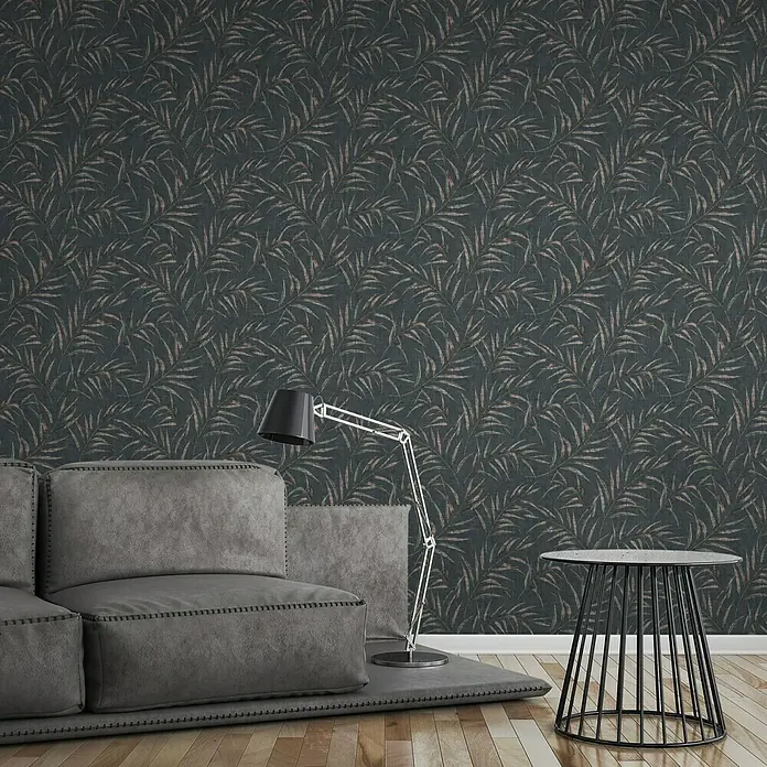 AS Creation Greenery Vliestapete Farnranke - Schwarz, Floral, 10,05 x 0,53 m - Stimmungsaufnahme