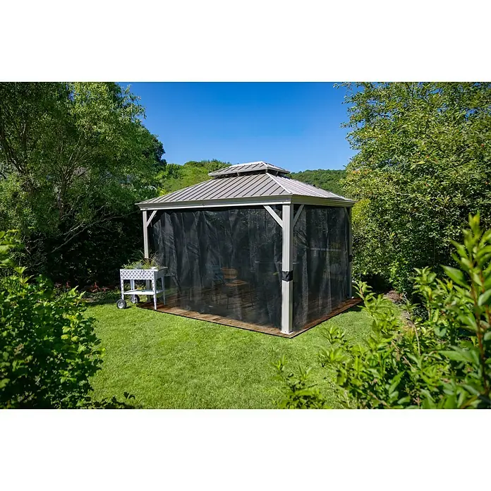 Sojag Pavillon Messina - L x B: 483 x 363 cm, Champagner, Walmdach - Stimmungsaufnahme