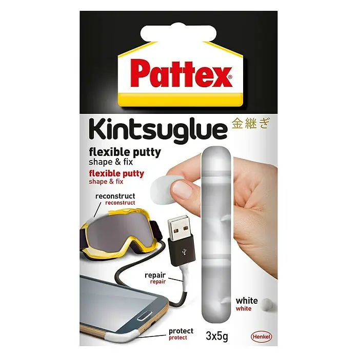 Pattex Knetmasse Kintsuglue - Weiß, 3 x 5 g - Vorderansicht