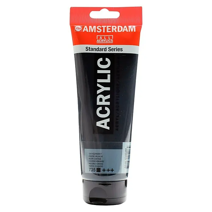 Talens Amsterdam Pintura acrílica Standard - Negro óxido, 250 ml, Tubo, Brillante