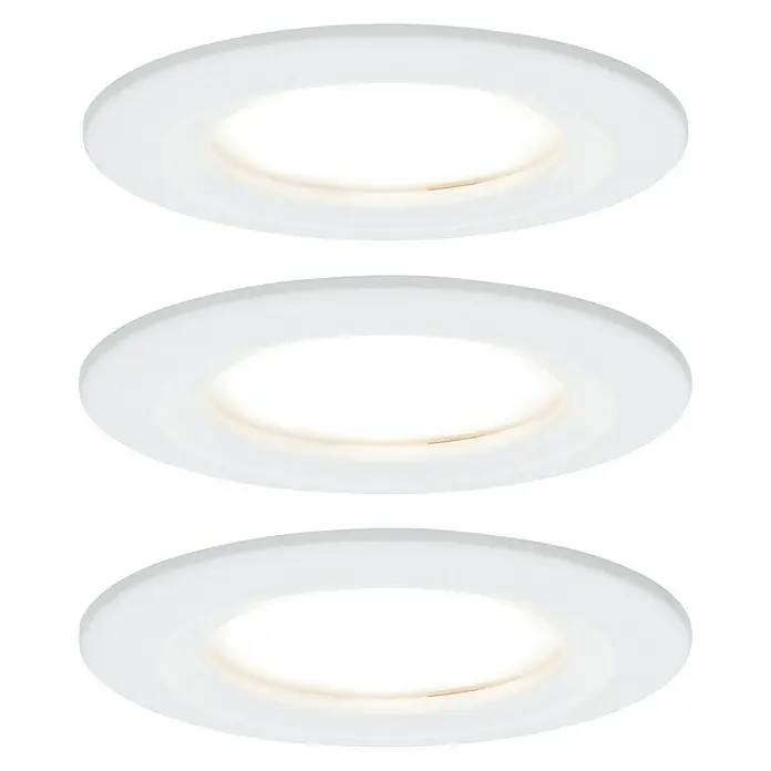 Paulmann LED-Einbauleuchten-Set Nova - 6,5 W, Weiß, 3 Stk., Warmweiß, Durchmesser: 7,8 cm - Vorderansicht