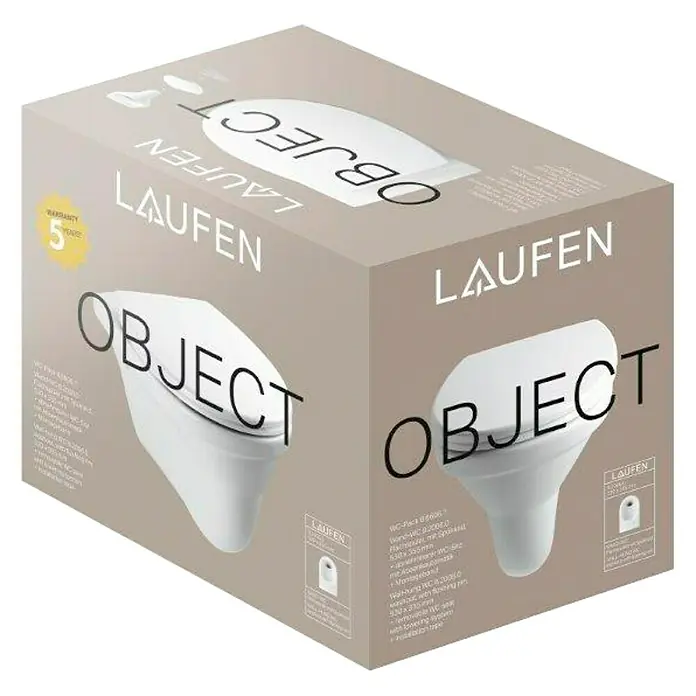 Laufen Object Wand-WC-Set - Mit Spülrand, Ohne Spezialglasur, Spülform: Flach, WC Abgang: Waagerecht, Weiß