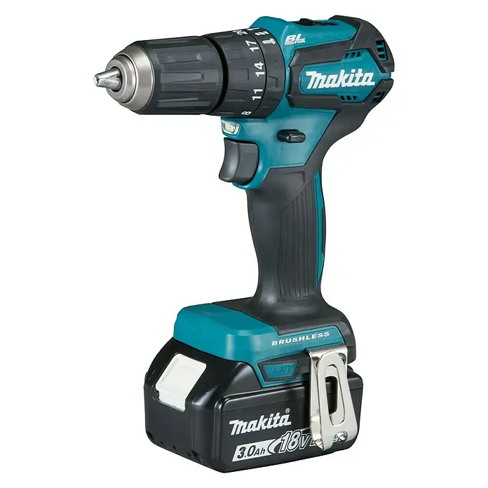 Makita Taladro percutor de batería DHP483RFE - 18 V, 2 baterías, 3 Ah, Número de revoluciones de marcha en vacío: 0 r.p.m. - 1.700 r.p.m.