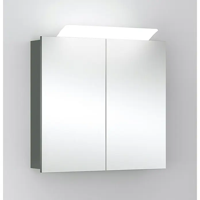 Camargue Orion LED-Spiegelschrank - B x H: 73 x 68 cm, Mit Beleuchtung, Spanplatte, Anthrazit - Vorderansicht