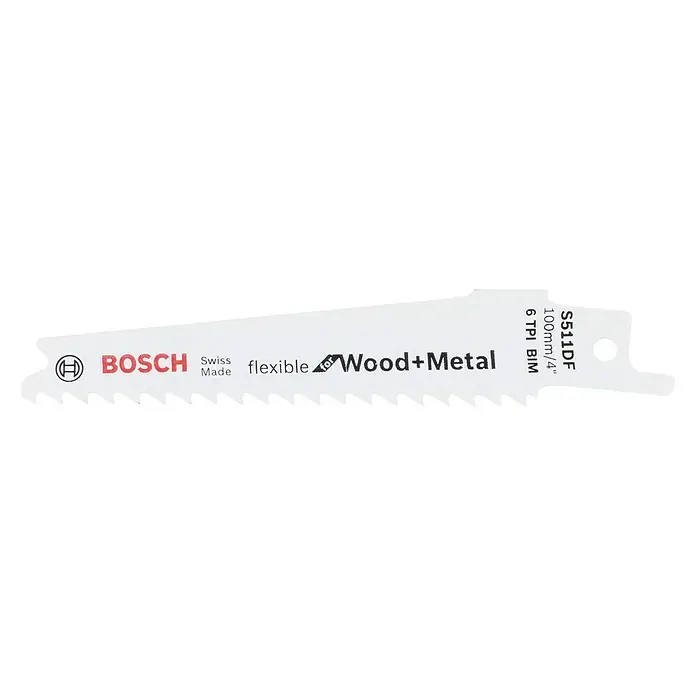 Bosch Säbelsägeblatt S511 DF Flexible - Einsatzbereich: Nichteisenmetalle, 2 Stk., Länge: 100 mm - Vorderansicht