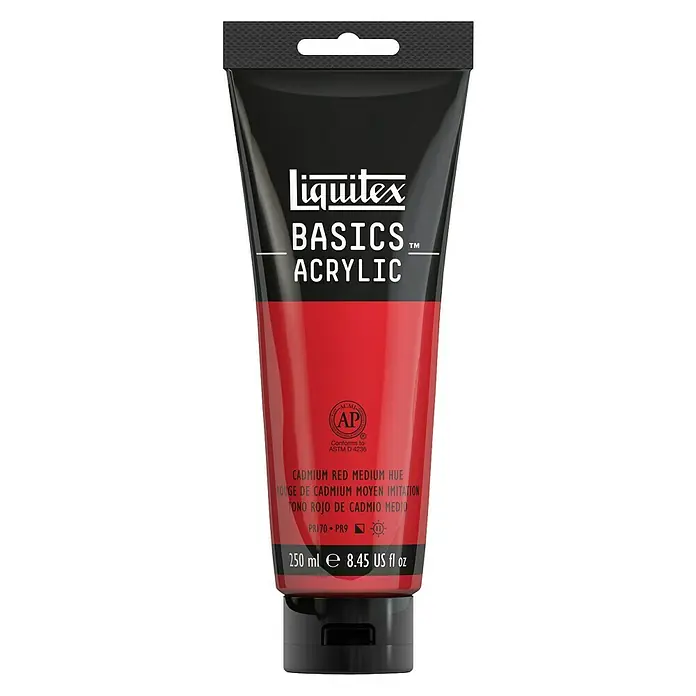 Liquitex Basics Akrilna boja - Boja: Kadmij-crvena srednja, 250 ml, Tuba - Pogled sprijeda
