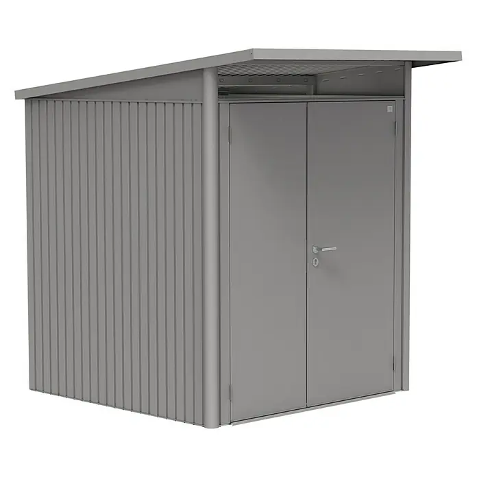 Biohort Gerätehaus AvantGarde - 180 cm, 220 cm, Stahl, Quarzgrau, Doppeltür - Linke Seitenansicht