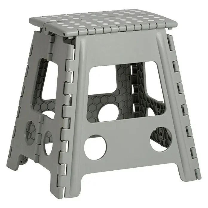 Zeller Present Klapphocker - L x B x H: 37 x 30 x 32 cm, Belastbarkeit: 150 kg, Kunststoff, Grau - Linke Seitenansicht